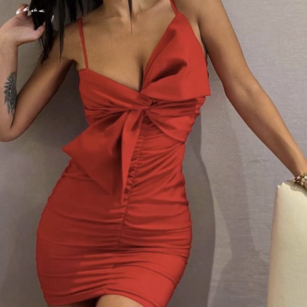 Φόρεμα Φιόγκος Κόκκινο One Size