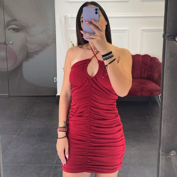 Φόρεμα Κόκκινο Με Σούρες One Size