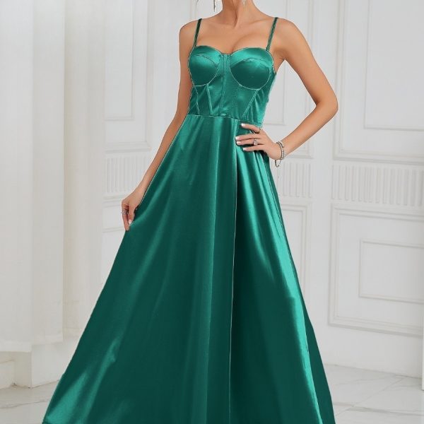 Φόρεμα Σατέν Πράσινο Με Cups