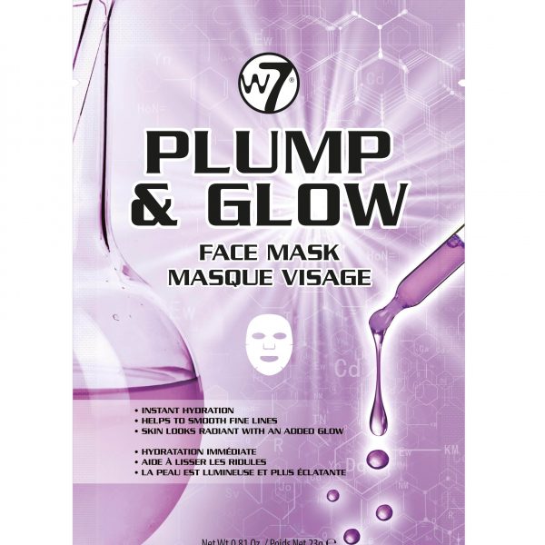 W7 Plump & Glow Face Mask- Μάσκα Για Άμεση Λάμψη 23gr 1τμχ