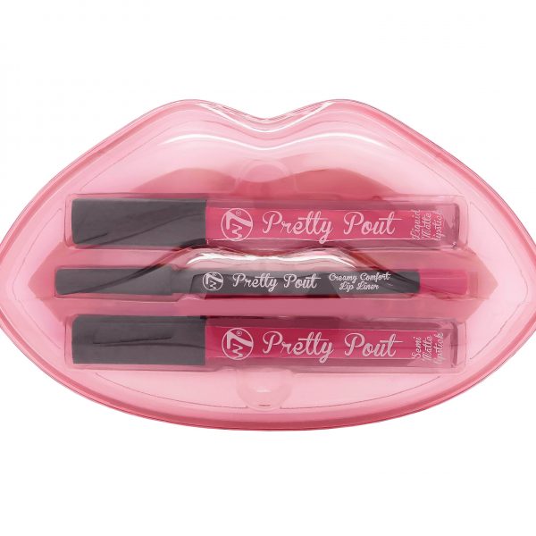 W7 Pretty Pout Lip Kit Set – Pretty Thing-1 x Semi-Matte Liquid Lipstick, 1 x Matte Liquid Lipstick,1 x Comfort Lip Liner