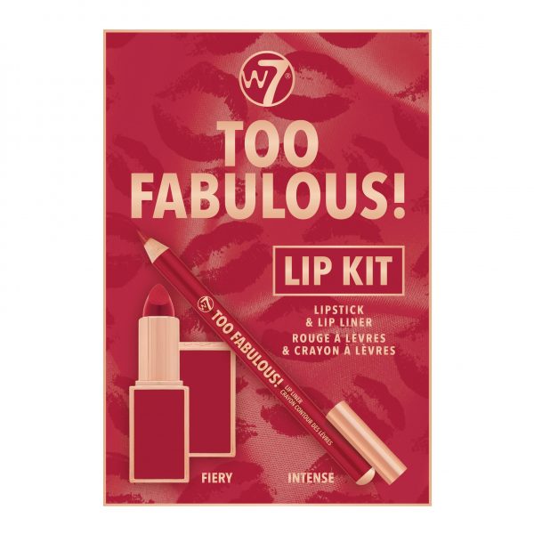 w7 Too Fabulous Lip Kit 2pcs 1 x Too Fabulous Lipstick1 x Too Fabulous Lip Liner
