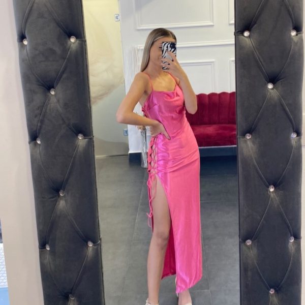 Φόρεμα Με Ανοίγματα Ροζ Οne Size