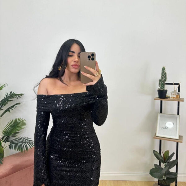 Φόρεμα Παγιέτα Μαύρο One Size