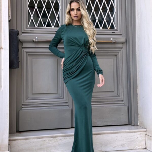 Φόρεμα Μακρύ Με Σούρα Πράσινο One Size