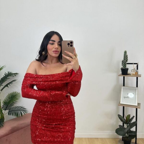 Φόρεμα Παγιέτα Κόκκινο One Size