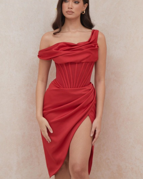 Φόρεμα Με Άνοιγμα Κόκκινο