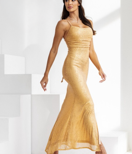 Φόρεμα Χρυσό Μακρύ